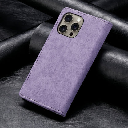 For iPhone 16 Pro Max Business Solid Color Magnetic RFID Leather Phone Case(Purple) - iPhone 16 Pro Max Cases by buy2fix | Online Shopping UK | buy2fix