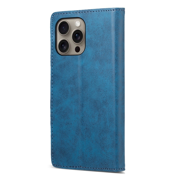 For iPhone 16 Pro Max Business Solid Color Magnetic RFID Leather Phone Case(Blue) - iPhone 16 Pro Max Cases by buy2fix | Online Shopping UK | buy2fix