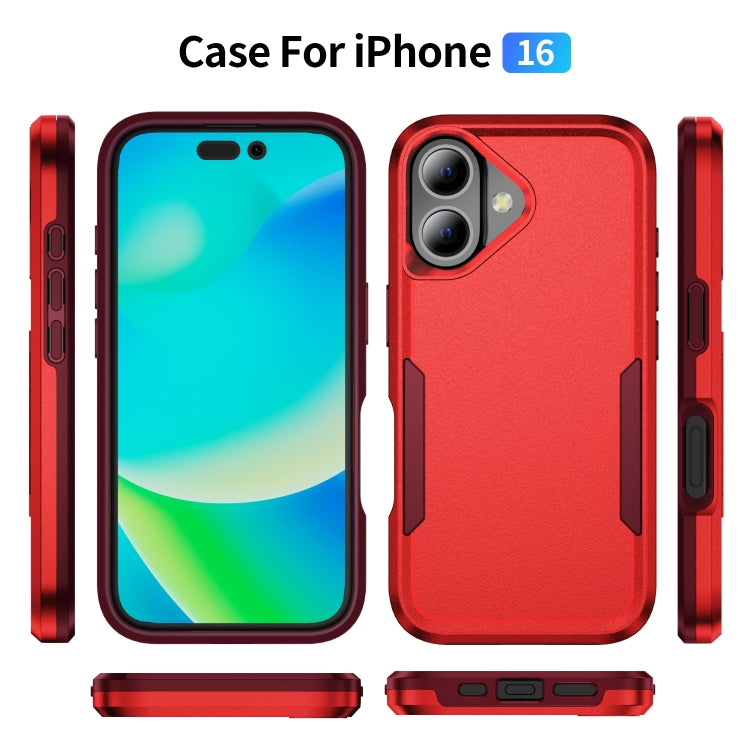 For iPhone 16 Pioneer Armor Heavy Duty PC + TPU Phone Case(Red+Rose Red) - iPhone 16 Cases by buy2fix | Online Shopping UK | buy2fix