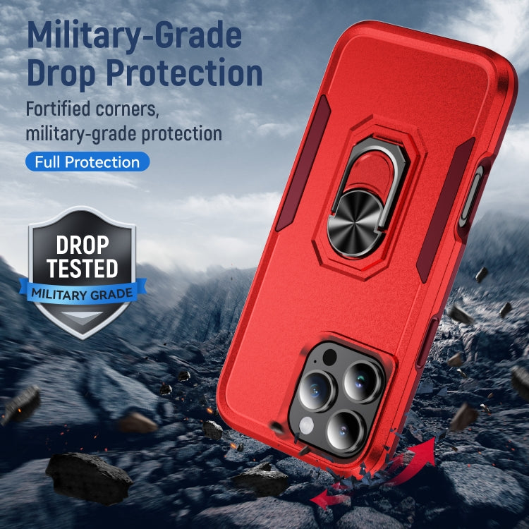 For iPhone 16 Pro Pioneer Armor Heavy Duty PC + TPU Phone Case with Holder(Red+Rose Red) - iPhone 16 Pro Cases by buy2fix | Online Shopping UK | buy2fix