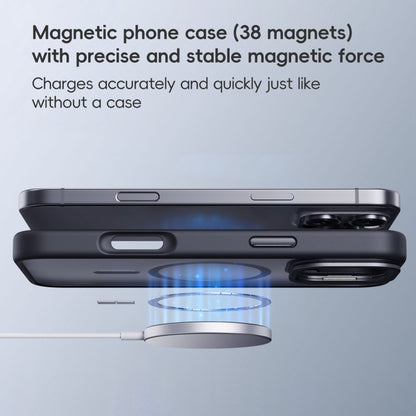 For iPhone 16 Frosted Lens Holder MagSafe Magnetic Phone Case(Black) - iPhone 16 Cases by buy2fix | Online Shopping UK | buy2fix