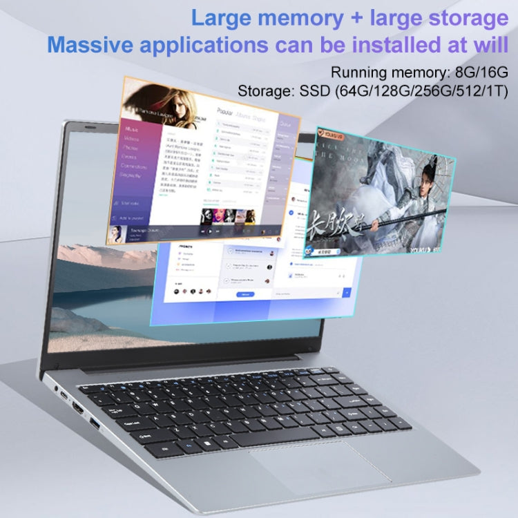 14 inch Windows 11 Laptop, 16GB+128GB, Gen 5th Intel Core i3 CPU, 180 Degree Rotation Axis(Silver) - Others by buy2fix | Online Shopping UK | buy2fix