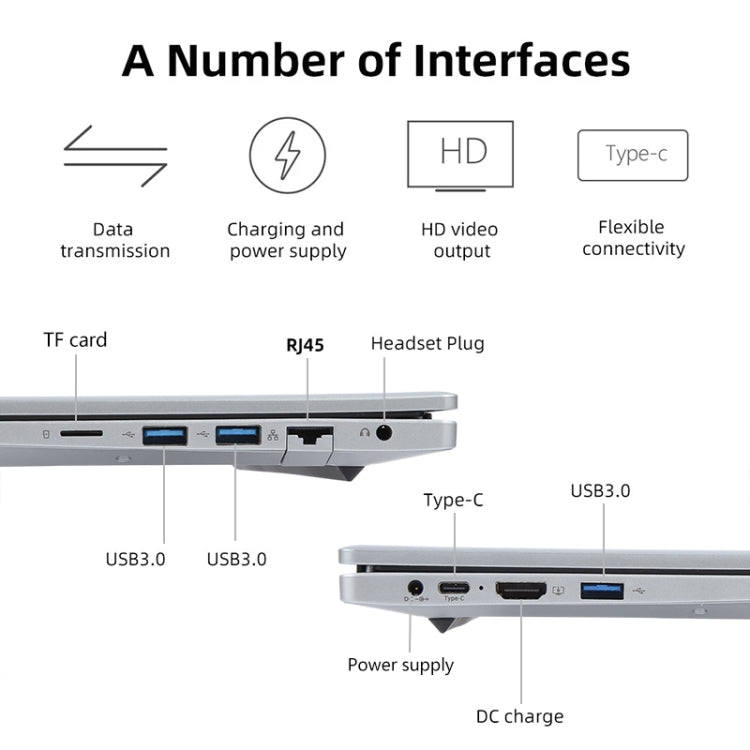 14 inch Windows 11 Laptop, 16GB+128GB, Gen 4th Intel Core i5 CPU, 180 Degree Rotation Axis(Silver) - Others by buy2fix | Online Shopping UK | buy2fix