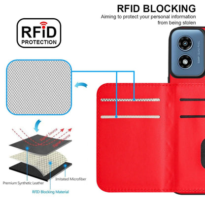 For Motorola Moto G Play 2024 5G Rhombic Texture Card Bag RFID Phone Case with Long Lanyard(Red) - Motorola Cases by buy2fix | Online Shopping UK | buy2fix