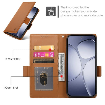 For Redmi K70 Ultra Side Buckle Magnetic Frosted Leather Phone Case(Brown) - Xiaomi Cases by buy2fix | Online Shopping UK | buy2fix