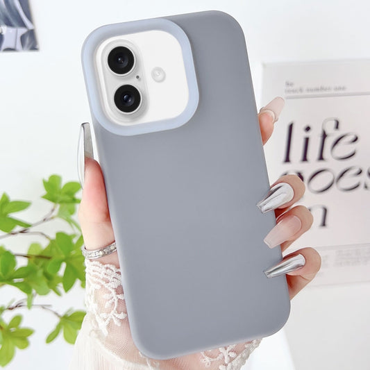 For iPhone 16 Plus PC Hybrid Liquid Silicone Jelly Phone Case(Grey) - iPhone 16 Plus Cases by buy2fix | Online Shopping UK | buy2fix