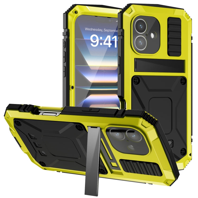 For iPhone 16 R-JUST Life Waterproof Dustproof Shockproof Phone Case(Yellow) - iPhone 16 Cases by R-JUST | Online Shopping UK | buy2fix