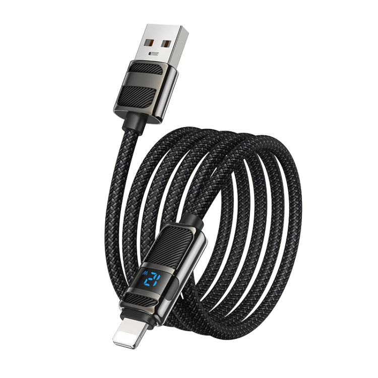 hoco U137 USB to 8 Pin Line 2.4A Charging Data Cable with Display, Length:1.2m(Black) - Normal Style Cable by hoco | Online Shopping UK | buy2fix