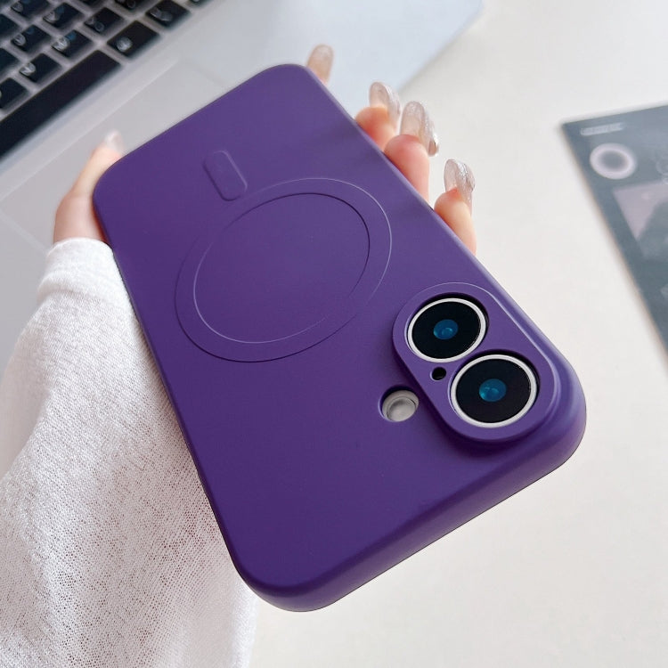 For iPhone 16 Solid Color Liquid Silicone MagSafe Magnetic Phone Case(Dark Purple) - iPhone 16 Cases by buy2fix | Online Shopping UK | buy2fix