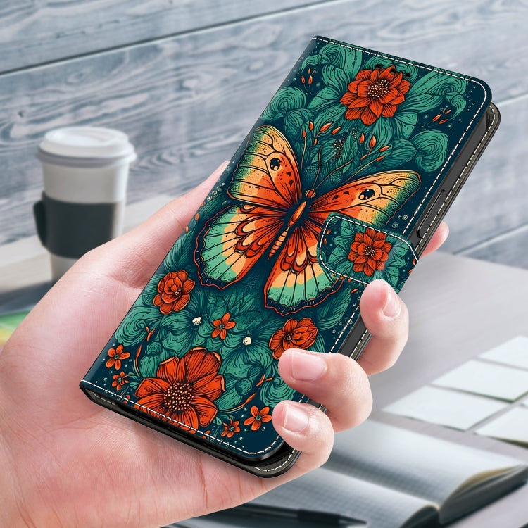 For iPhone 16 Crystal Painted Leather Phone case(Flower Butterfly) - iPhone 16 Cases by buy2fix | Online Shopping UK | buy2fix