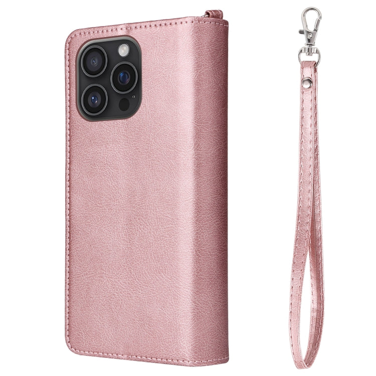 For iPhone 16 Pro Max Solid Color 2 in 1 Zipper Shockproof Phone Case(Rose Gold) - iPhone 16 Pro Max Cases by buy2fix | Online Shopping UK | buy2fix