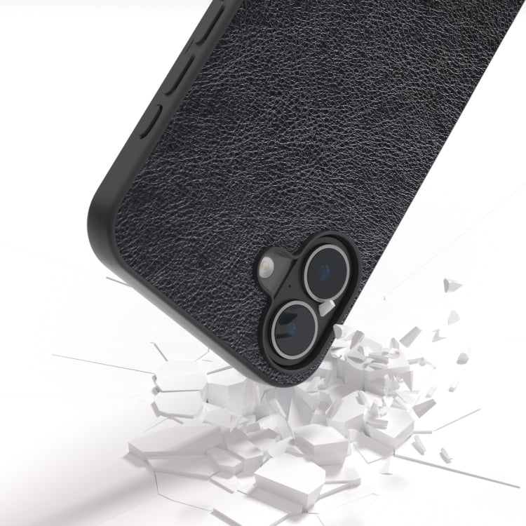 For iPhone 16 Plus Dual Color Lichi Texture PU Phone Case(Black) - iPhone 16 Plus Cases by buy2fix | Online Shopping UK | buy2fix