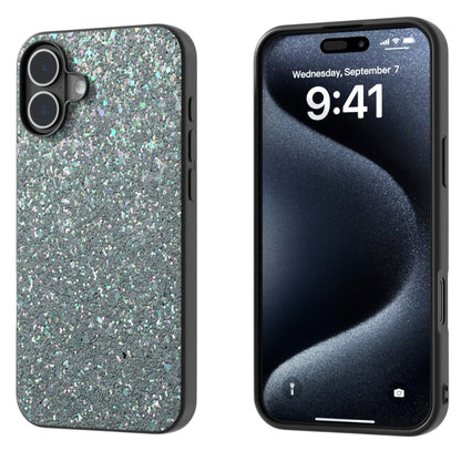 For iPhone 16 Plus Black Frame Colorful Glitter Phone Case(Black Green) - iPhone 16 Plus Cases by buy2fix | Online Shopping UK | buy2fix