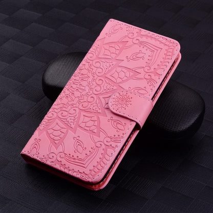 For Google Pixel 9 / 9 Pro Mandala Embossed Dual-Fold Calf Leather Phone Case(Pink) - Google Cases by buy2fix | Online Shopping UK | buy2fix