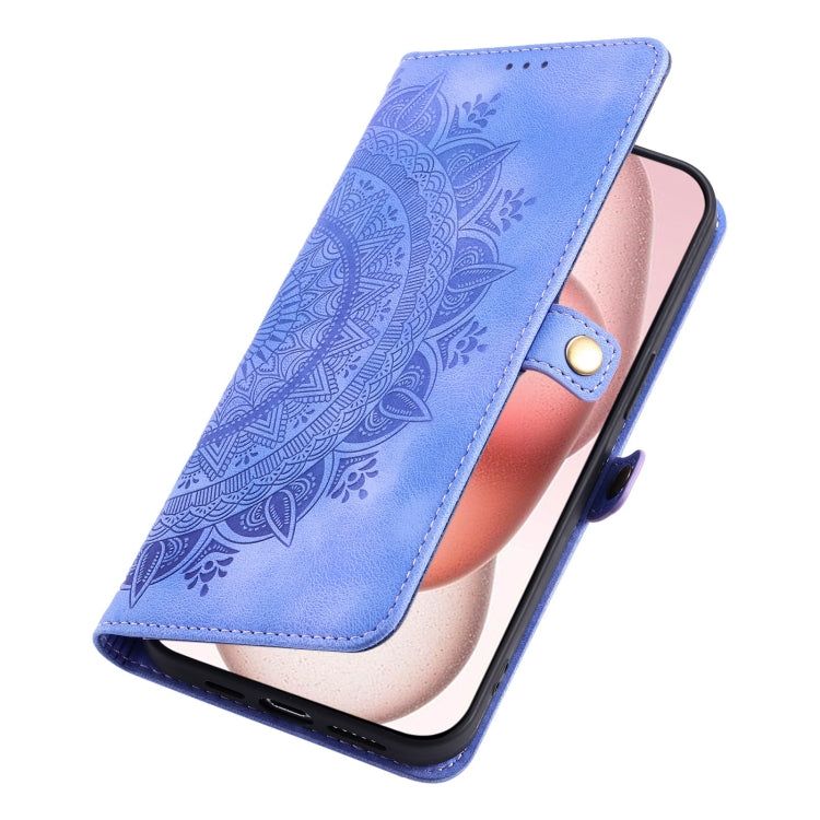 For iPhone 16 Skin Feel Totem Embossed Leather Phone Case(Purple) - iPhone 16 Cases by buy2fix | Online Shopping UK | buy2fix