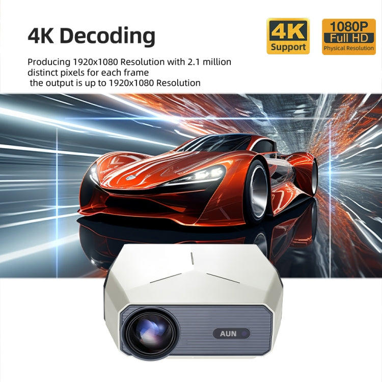 AUN A004 Pro 1920 x 1080P 9000Lumen Android 9.0 Portable LCD Projector, UK Plug(White) - LED Projector by AUN | Online Shopping UK | buy2fix