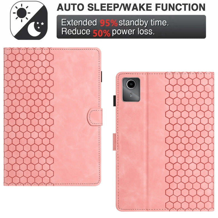 For Lenovo Tab M11 / Xiaoxin Pad 2024 Honeycomb Embossed Leather Smart Tablet Case(Pink) - Lenovo by buy2fix | Online Shopping UK | buy2fix