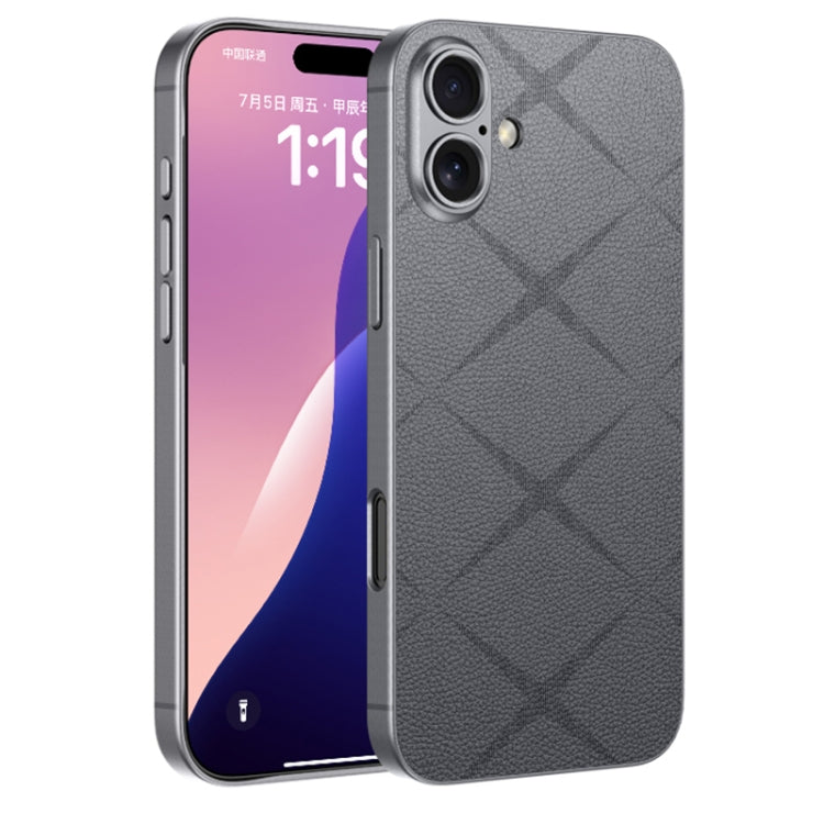 For iPhone 16 Plus GKK Asterism Metal Paint Skin Feel Leather Full Coverage Phone Case(Mountain Gray) - iPhone 16 Plus Cases by GKK | Online Shopping UK | buy2fix