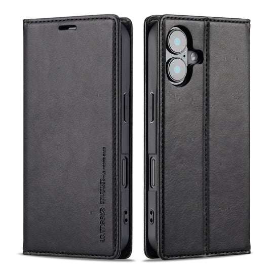 For iPhone 16 Plus LC.IMEEKE RFID Anti-theft Leather Phone Case(Black) - iPhone 16 Plus Cases by LC.IMEEKE | Online Shopping UK | buy2fix