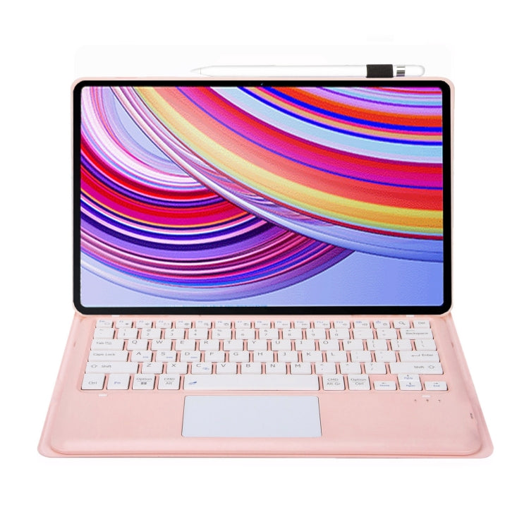 For Xiaomi Redmi Pad Pro 12.1 A0N11-A Detachable Bluetooth Keyboard TPU Lambskin Leather Tablet Case with Touchpad(Pink White) - Others Keyboard by buy2fix | Online Shopping UK | buy2fix