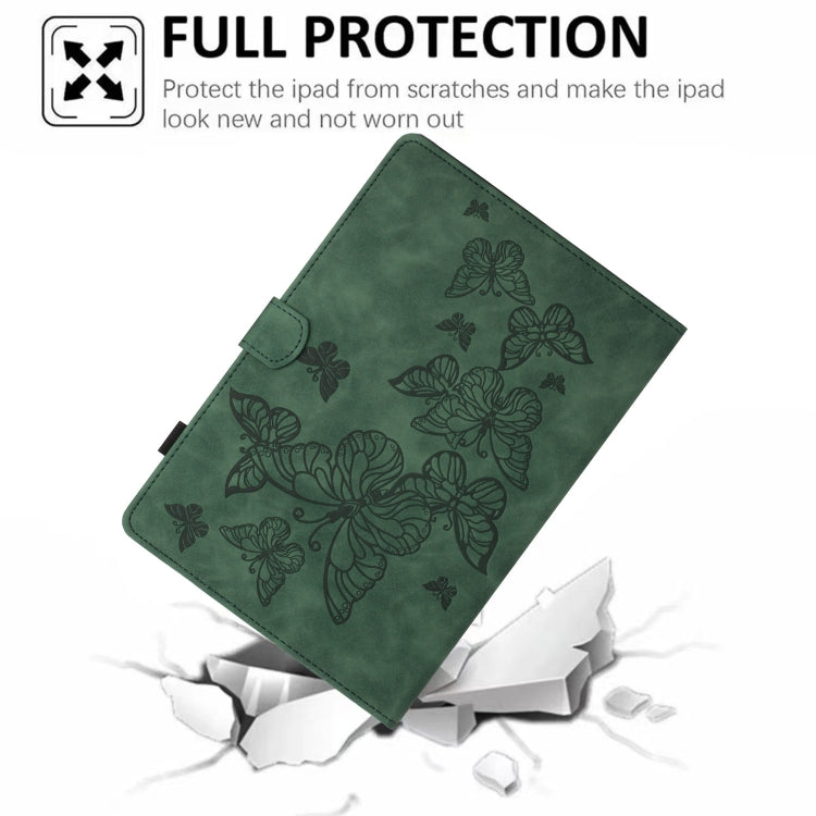 For iPad Pro 11 2024 Butterflies Embossed Leather Smart Tablet Case(Green) - iPad Pro 11 2024 Cases by buy2fix | Online Shopping UK | buy2fix