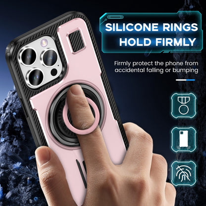 For iPhone 16 Pro Max Ring Holder Carbon Fiber PC Hybrid TPU Phone Case(Rose Gold) - iPhone 16 Pro Max Cases by buy2fix | Online Shopping UK | buy2fix