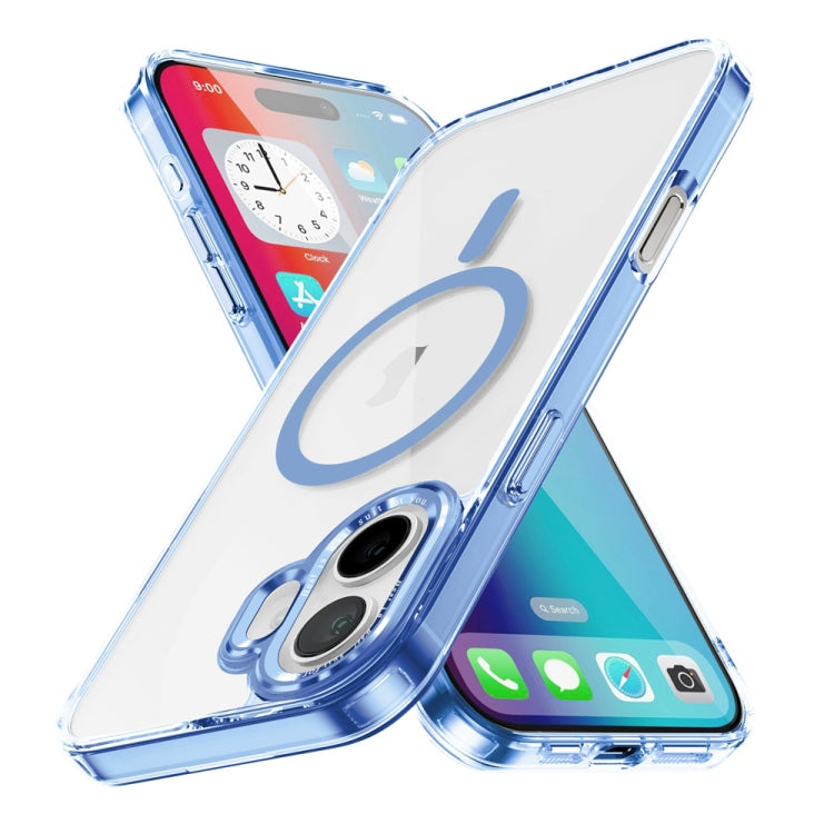 For iPhone 16 Ice Color Magnetic Series Magsafe Magnetic PC Hybrid TPU Phone Case(Far Peak Blue) - iPhone 16 Cases by buy2fix | Online Shopping UK | buy2fix