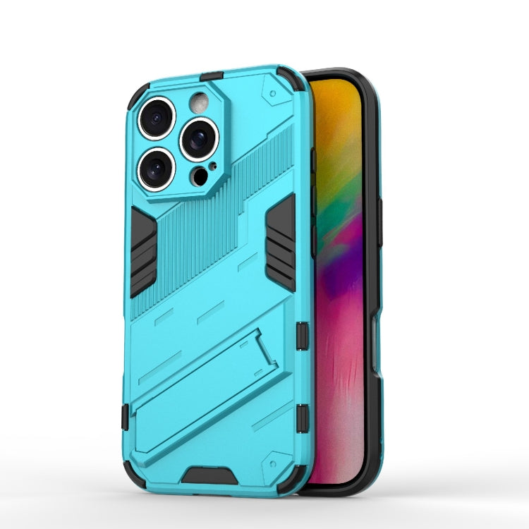 For iPhone 16 Pro Punk Armor 2 in 1 PC + TPU Phone Case with Holder(Blue) - iPhone 16 Pro Cases by buy2fix | Online Shopping UK | buy2fix