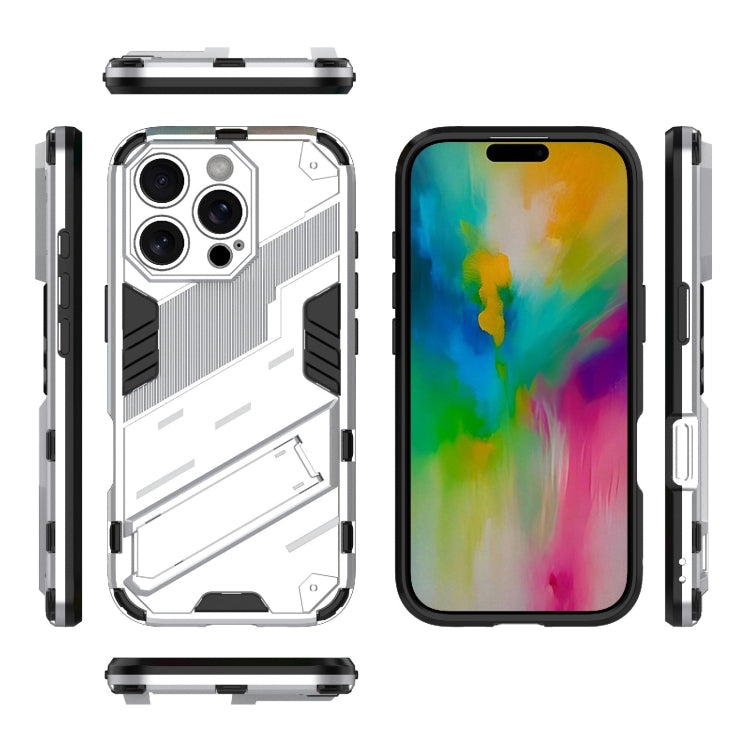 For iPhone 16 Pro Max Punk Armor 2 in 1 PC + TPU Phone Case with Holder(White) - iPhone 16 Pro Max Cases by buy2fix | Online Shopping UK | buy2fix