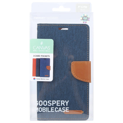 For iPhone 16 Pro Max GOOSPERY CANVAS DIARY Fabric Texture Flip Leather Phone Case(Navy Blue) - iPhone 16 Pro Max Cases by GOOSPERY | Online Shopping UK | buy2fix