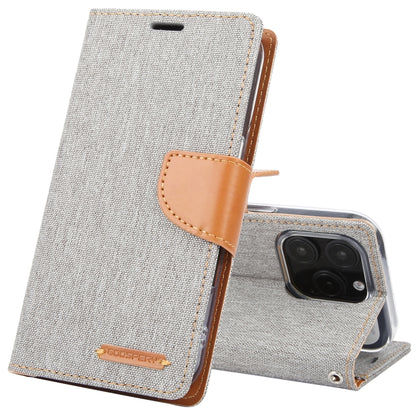 For iPhone 16 Pro GOOSPERY CANVAS DIARY Fabric Texture Flip Leather Phone Case(Grey) - iPhone 16 Pro Cases by GOOSPERY | Online Shopping UK | buy2fix