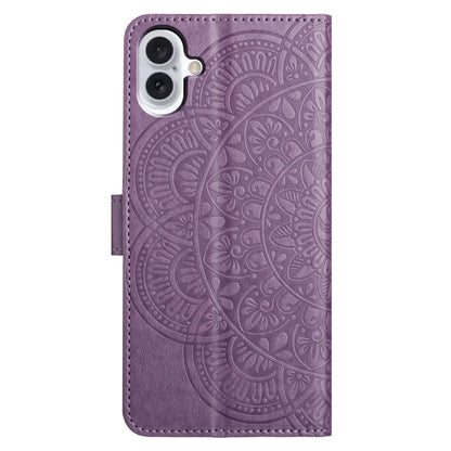 For iPhone 16 Plus Flower Embossed Leather Phone Case(Purple) - iPhone 16 Plus Cases by buy2fix | Online Shopping UK | buy2fix