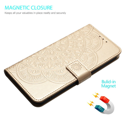 For iPhone 16 Plus Flower Embossed Leather Phone Case(Gold) - iPhone 16 Plus Cases by buy2fix | Online Shopping UK | buy2fix