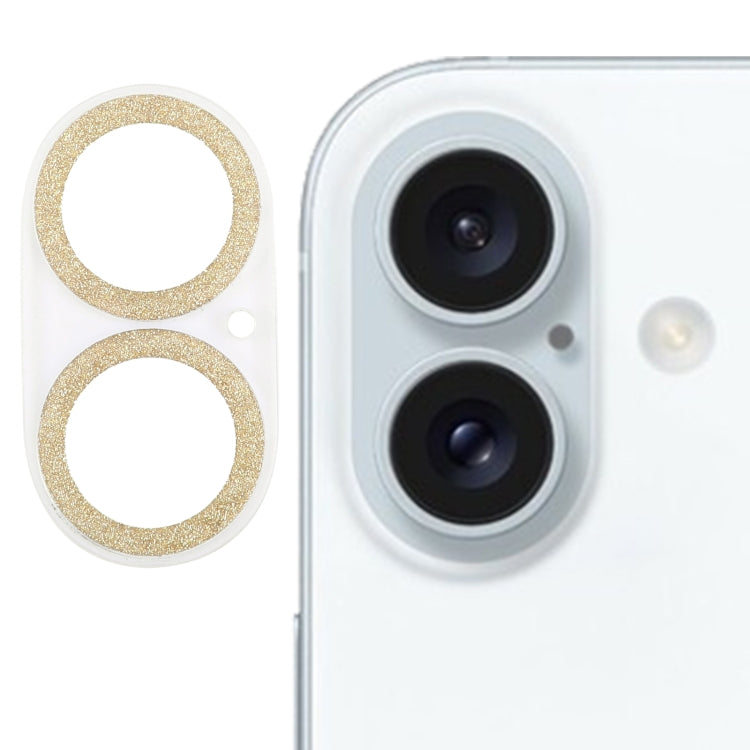 For iPhone 16 / 16 Plus Glitter Ring Tempered Glass Camera Lens Film(Gold) - iPhone 16 Plus Tempered Glass by buy2fix | Online Shopping UK | buy2fix