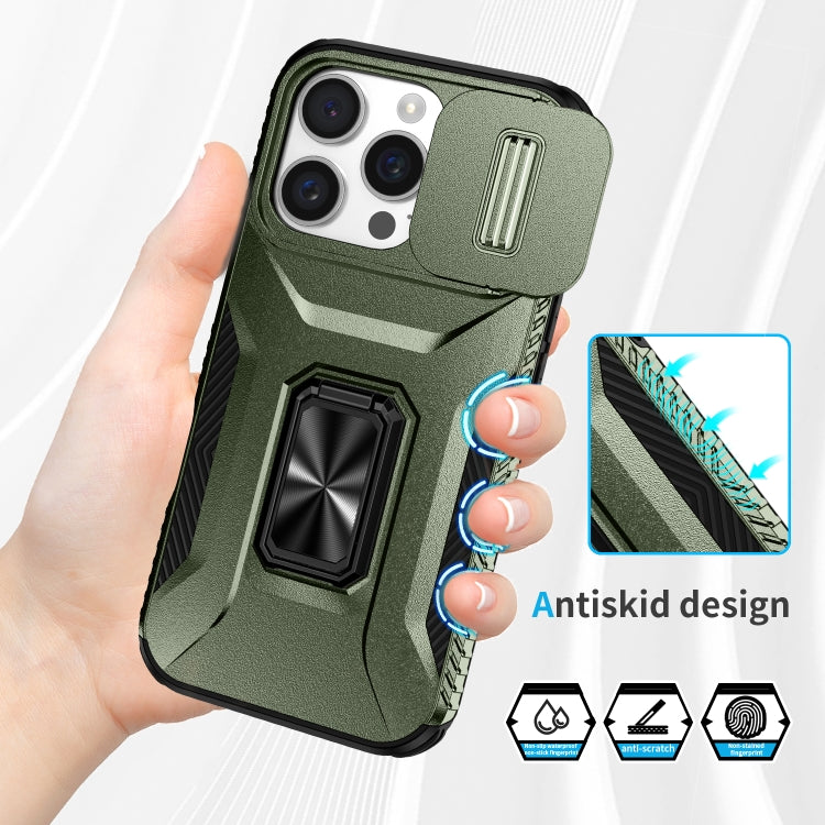 For iPhone 16 Pro Max Sliding Camshield Holder Phone Case(Alpine Green) - iPhone 16 Pro Max Cases by buy2fix | Online Shopping UK | buy2fix