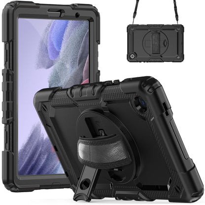 For Samsung Galaxy Tab A7 Lite T220 Silicone Hybrid PC Tablet Case with Shoulder Strap(Black) - Tab A7 Lite T220 / T225 by buy2fix | Online Shopping UK | buy2fix