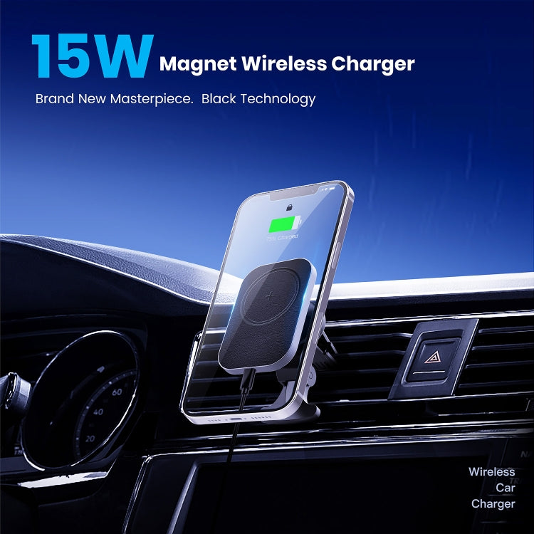 CW12 15W Max QI Standard Magnetic Wireless Charging Car Holder(Black) - Wireless Charger Holders by buy2fix | Online Shopping UK | buy2fix