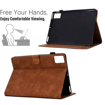 For Lenovo Tab M11 / Xiaoxin Pad 2024 Cats Embossed Leather Smart Tablet Case(Brown) - Lenovo by buy2fix | Online Shopping UK | buy2fix