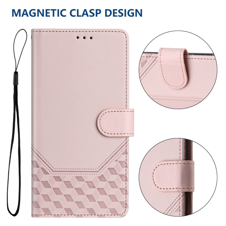 For Sony Xperia 5 VI 2024 Honeycomb Embossing RFID Leather Phone Case(Pink) - Sony Cases by buy2fix | Online Shopping UK | buy2fix