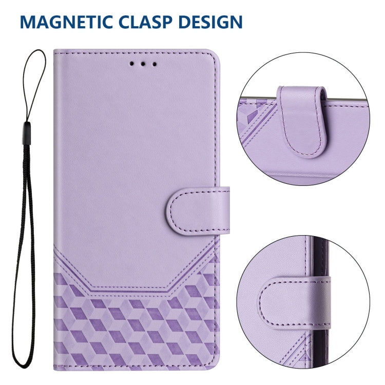 For Sony Xperia 10 VI 2024 Honeycomb Embossing RFID Leather Phone Case(Light Purple) - Sony Cases by buy2fix | Online Shopping UK | buy2fix