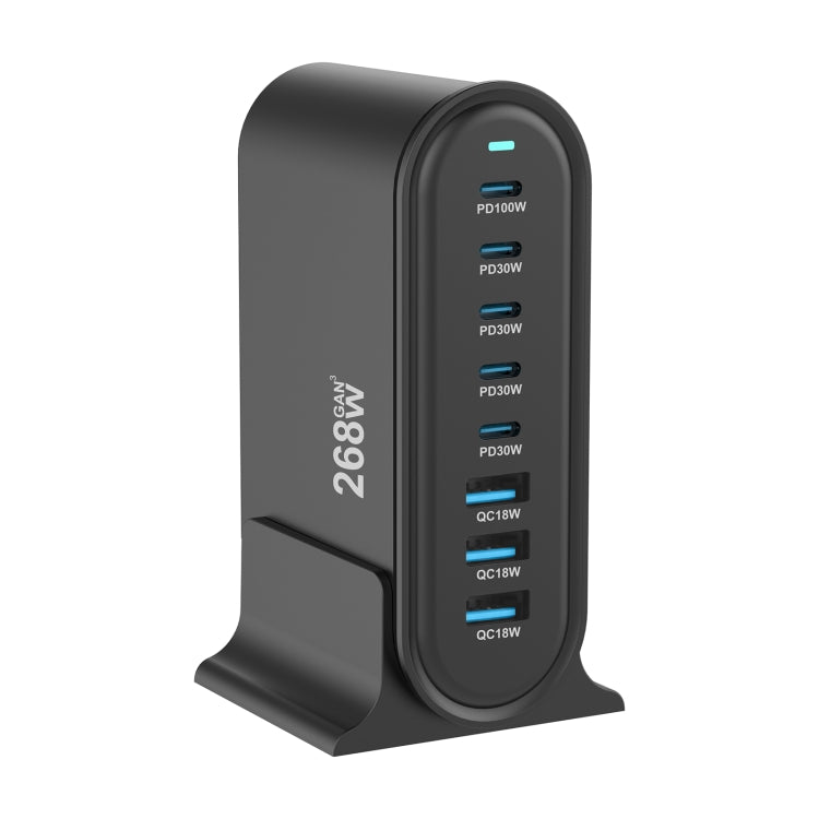 YMX-968 268W 5Type-C, 3USB 8-Ports Desktop Fast Charger, Plug Type:UK Plug(Black) - Multifunction Charger by buy2fix | Online Shopping UK | buy2fix