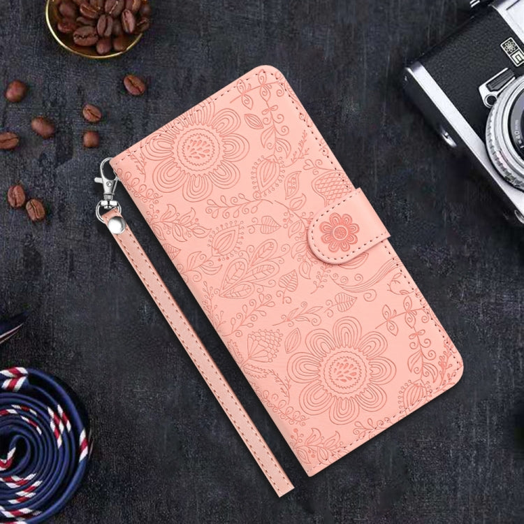 For iPhone 16 Pro Floral Embossed Pattern Leather Phone Case(Pink) - iPhone 16 Pro Cases by buy2fix | Online Shopping UK | buy2fix