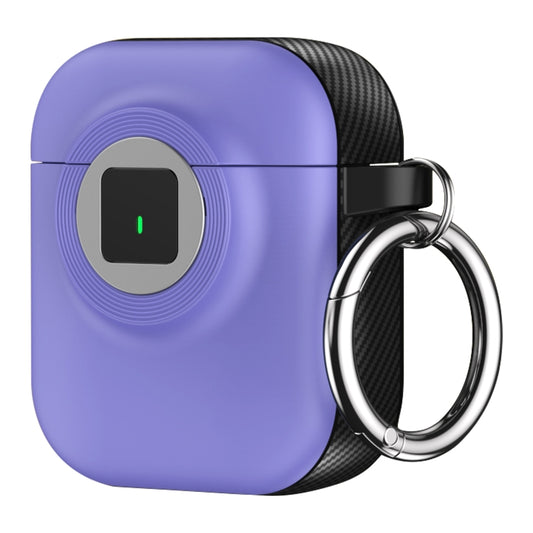 For AirPods 1 / 2 Camera Series PC + TPU Headset Shockproof Carbon Fibre Case(Purple) - For AirPods 1/2 by buy2fix | Online Shopping UK | buy2fix