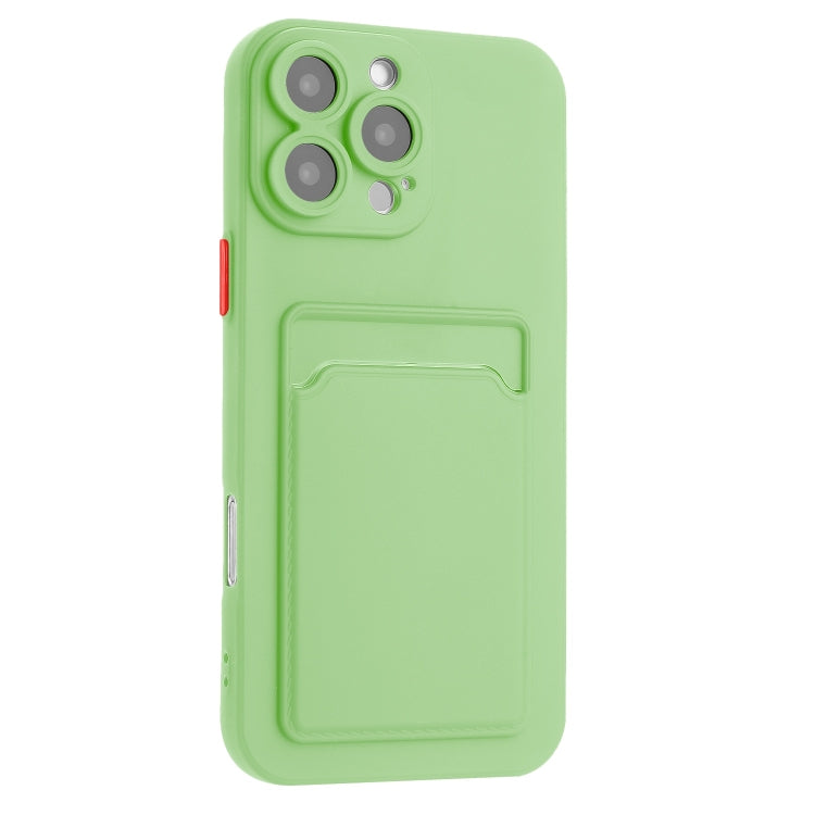 For iPhone 16 Pro Skin Feel Card Contrast Color Button TPU Phone Case(Light Green) - iPhone 16 Pro Cases by buy2fix | Online Shopping UK | buy2fix