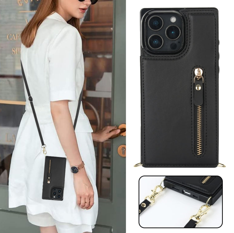 For iPhone 16 Pro Cross-body Zipper Square Phone Case(Black) - iPhone 16 Pro Cases by buy2fix | Online Shopping UK | buy2fix