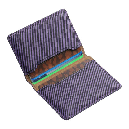 Denior V13 Magsafe Wallet Carbon Fiber Texture Leather Magnetic Card Holder Bag(Purple) - Others Accessories by Denior | Online Shopping UK | buy2fix