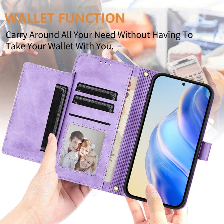 For iPhone SE 2024 Multi-Card Slots Zipper Wallet Leather Phone Case(Purple) - More iPhone Cases by buy2fix | Online Shopping UK | buy2fix