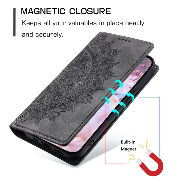 For Samsung Galaxy S25 5G Totem Embossed Magnetic Leather Phone Case(Grey) - Galaxy S25 5G Cases by buy2fix | Online Shopping UK | buy2fix