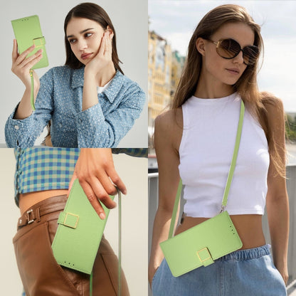 For iPhone 16 Crossbody Litchi Texture Square Buckle Leather Phone Case(Green) - iPhone 16 Cases by buy2fix | Online Shopping UK | buy2fix