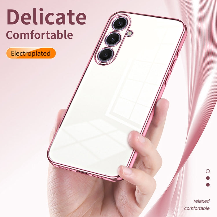 For Samsung Galaxy S25+ 5G Transparent Plating Fine Hole Phone Case(Pink) - Galaxy S25+ 5G Cases by buy2fix | Online Shopping UK | buy2fix